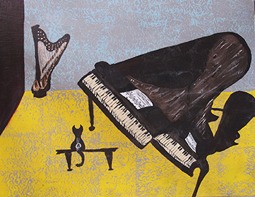 Listening for Angels, mixed media on board, 11x14, 72